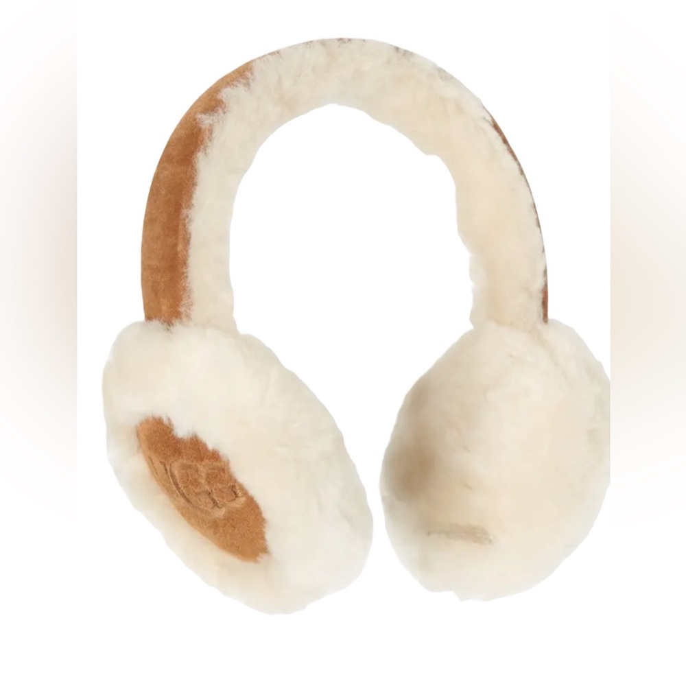 UGG Women’s Sheepskin Embroidery Earmuffs in Chestnut - MSRP $82 - New With Tags